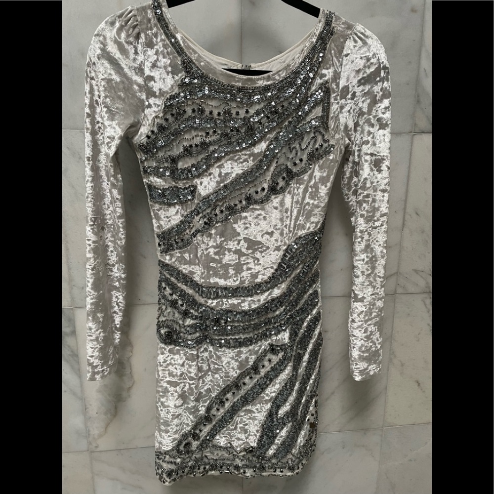 Sequin stretch velvet dress